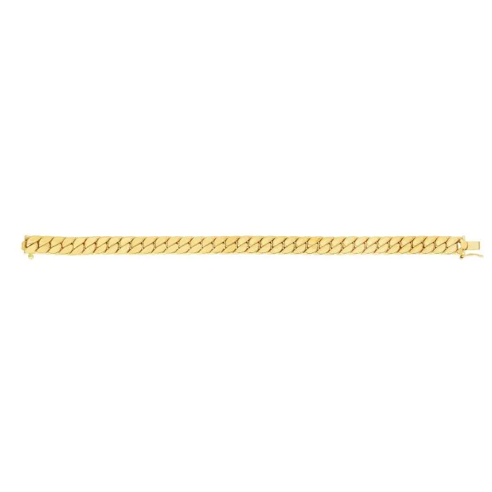 14K Yellow Gold Maschio Skinny Mens Modern Curb Bracelet - 8"