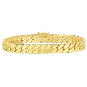 14K Yellow Gold Maschio Skinny Mens Modern Curb Bracelet - 8"