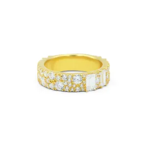18k Diamond Baguette Cobblestone Pave Band
