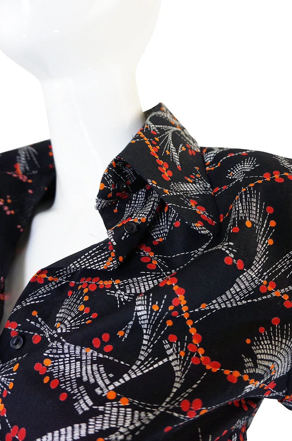 1970s Ben Sherman Black Print Cotton Shirt
