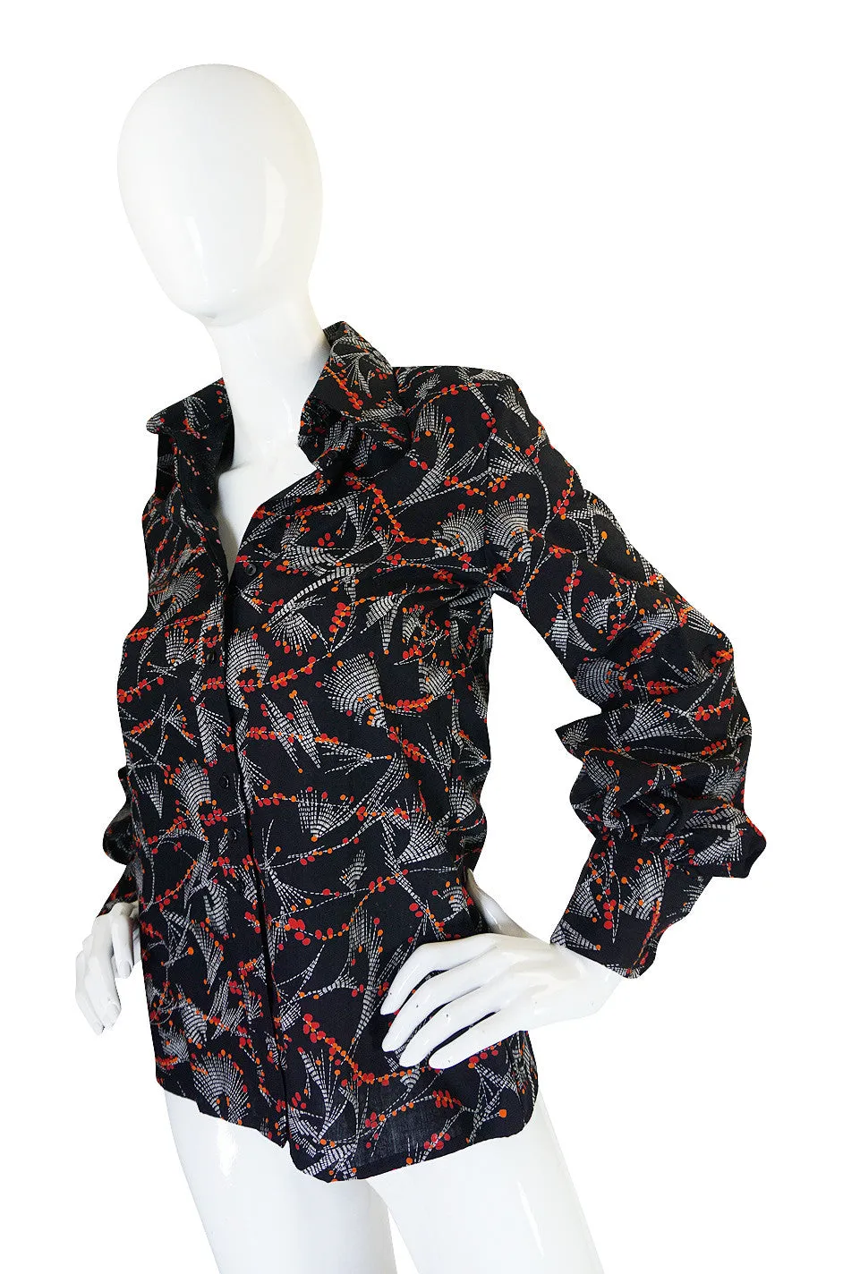 1970s Ben Sherman Black Print Cotton Shirt