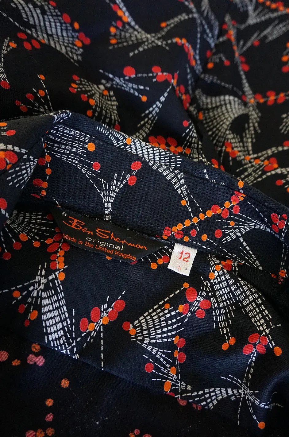 1970s Ben Sherman Black Print Cotton Shirt