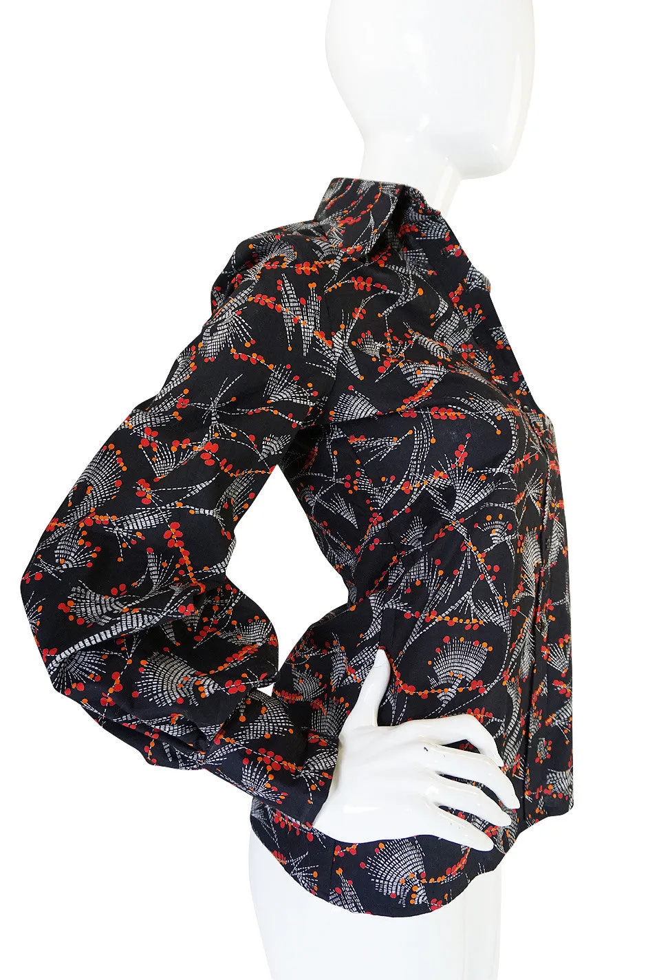 1970s Ben Sherman Black Print Cotton Shirt