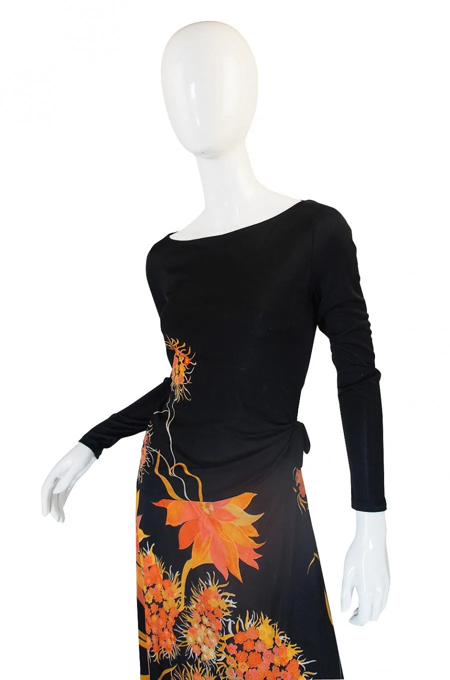 1970s Mac Tac Jersey Print Dress