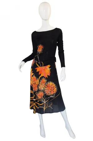 1970s Mac Tac Jersey Print Dress