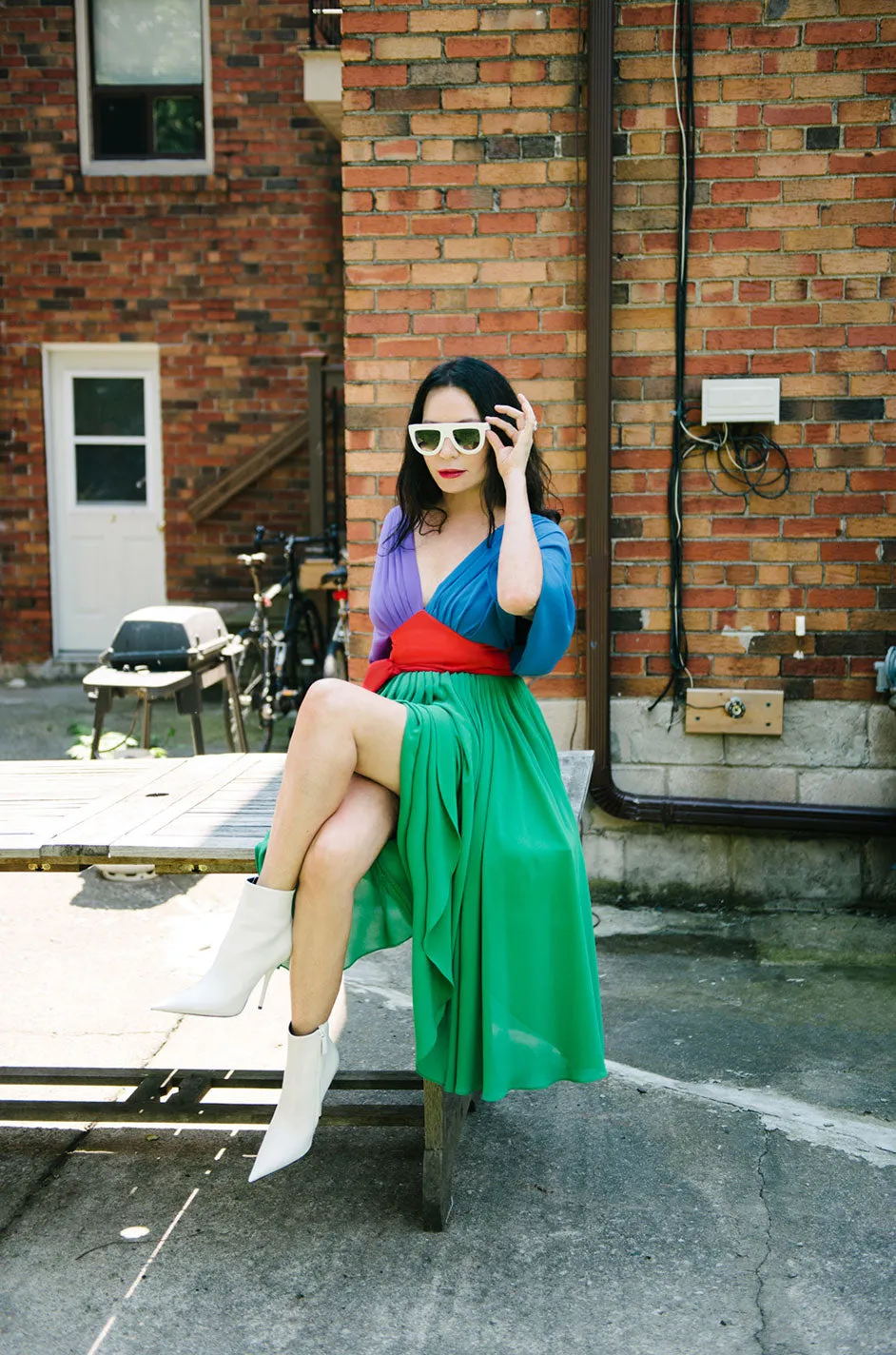 1970s Wrap Color Block Giorgio Sant 'Angelo Dress