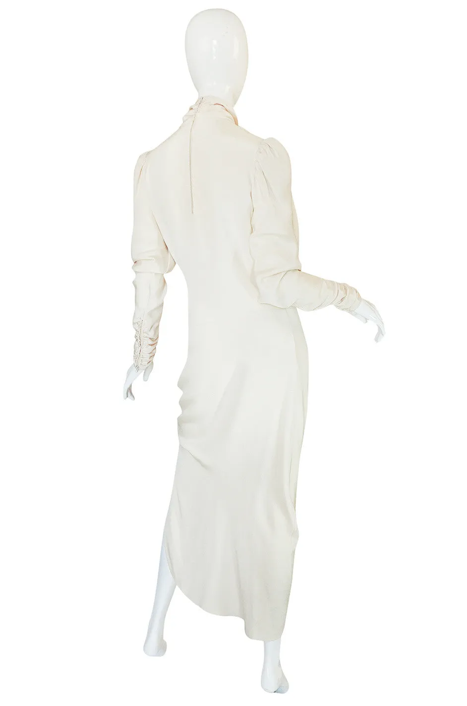 1980s Ivory Silk Dress with Couture Level Finishes