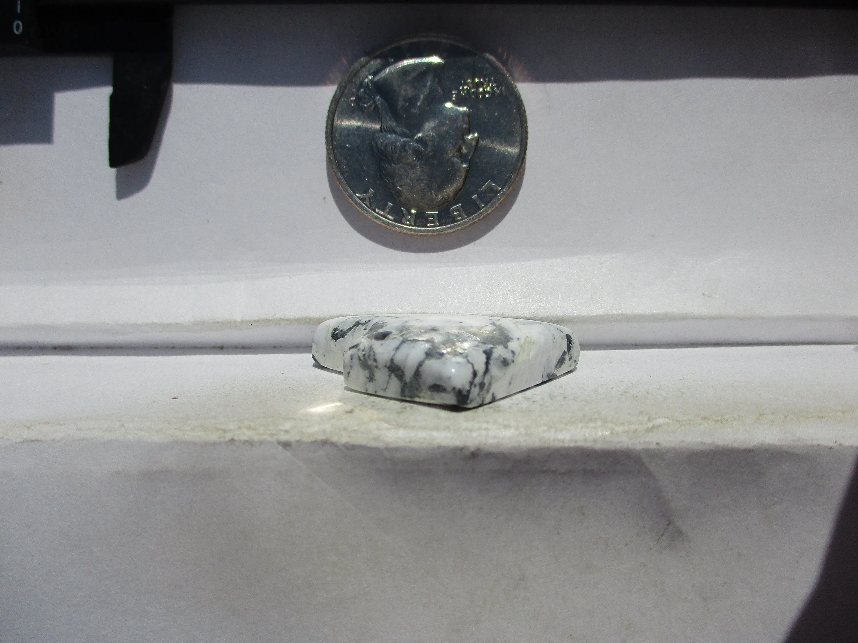 25.5 ct (30x19.5x6 mm) 100% Natural White Buffalo Lightning Bolt Cabochon Gemstone, # ID 72