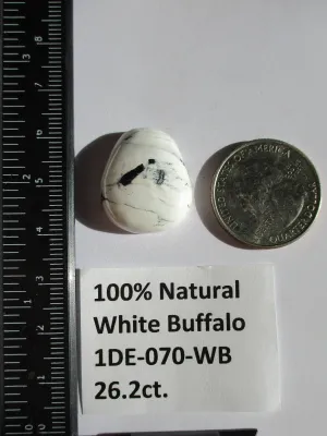 26.2 ct (23x20x7 mm) 100% Natural White Buffalo Cabochon Gemstone, # 1DE 070