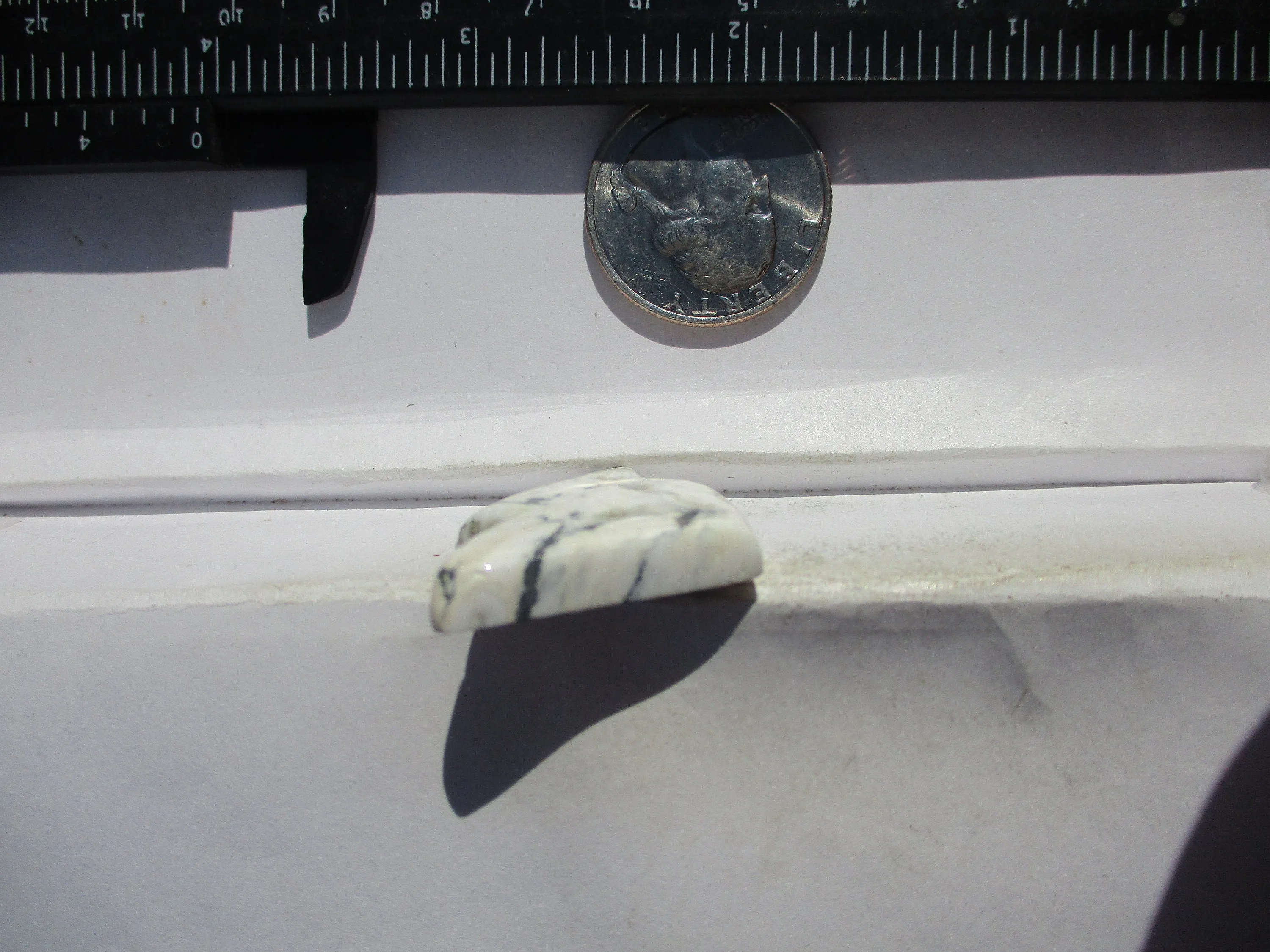 29.7 ct (35x24x5.5 mm) 100% Natural White Buffalo Lightning Bolt Cabochon Gemstone, # ID 81