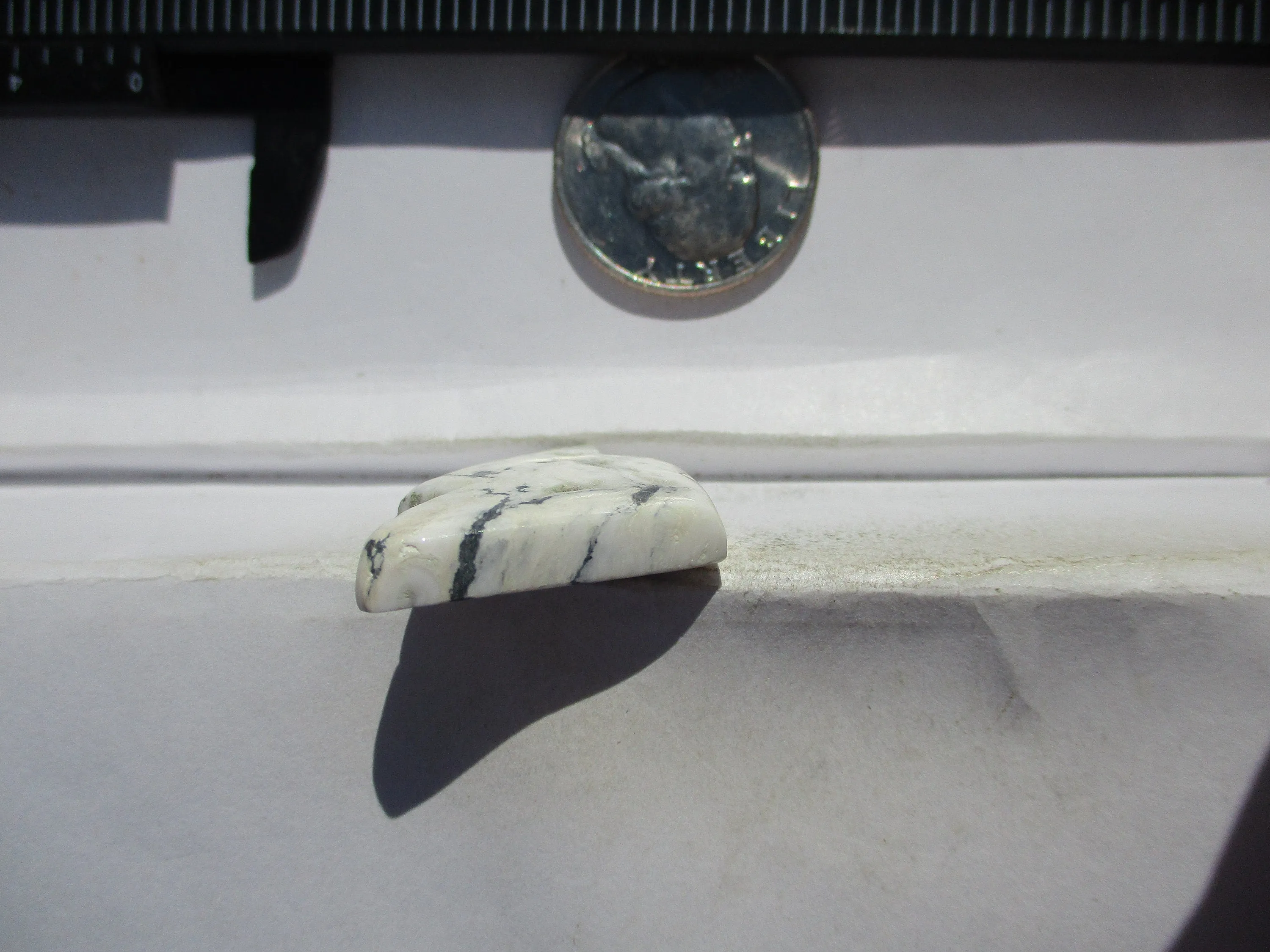 29.7 ct (35x24x5.5 mm) 100% Natural White Buffalo Lightning Bolt Cabochon Gemstone, # ID 81