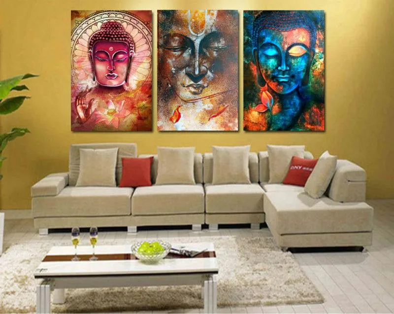 3 Abstract Buddha Canvas