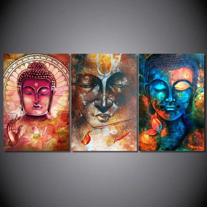 3 Abstract Buddha Canvas