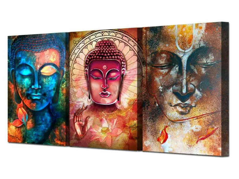 3 Abstract Buddha Canvas