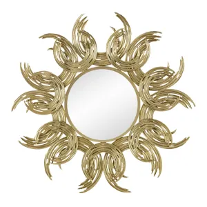 38" Sunburst Metal Decorative Mirror with Gold Finish