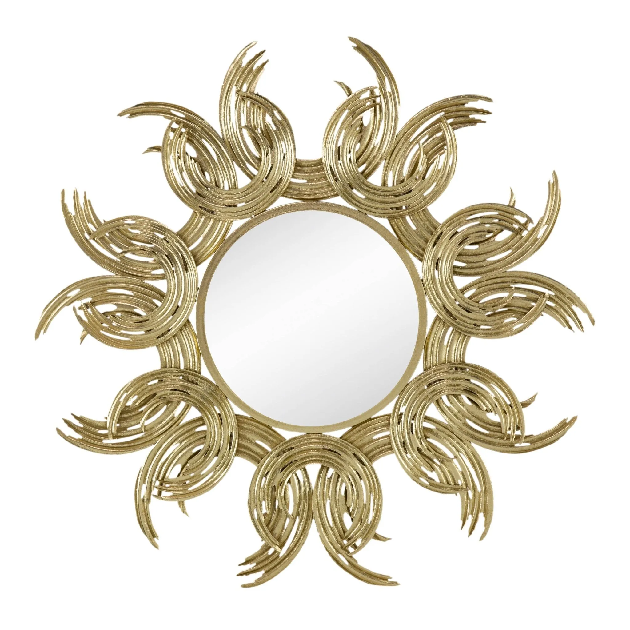 38" Sunburst Metal Decorative Mirror with Gold Finish