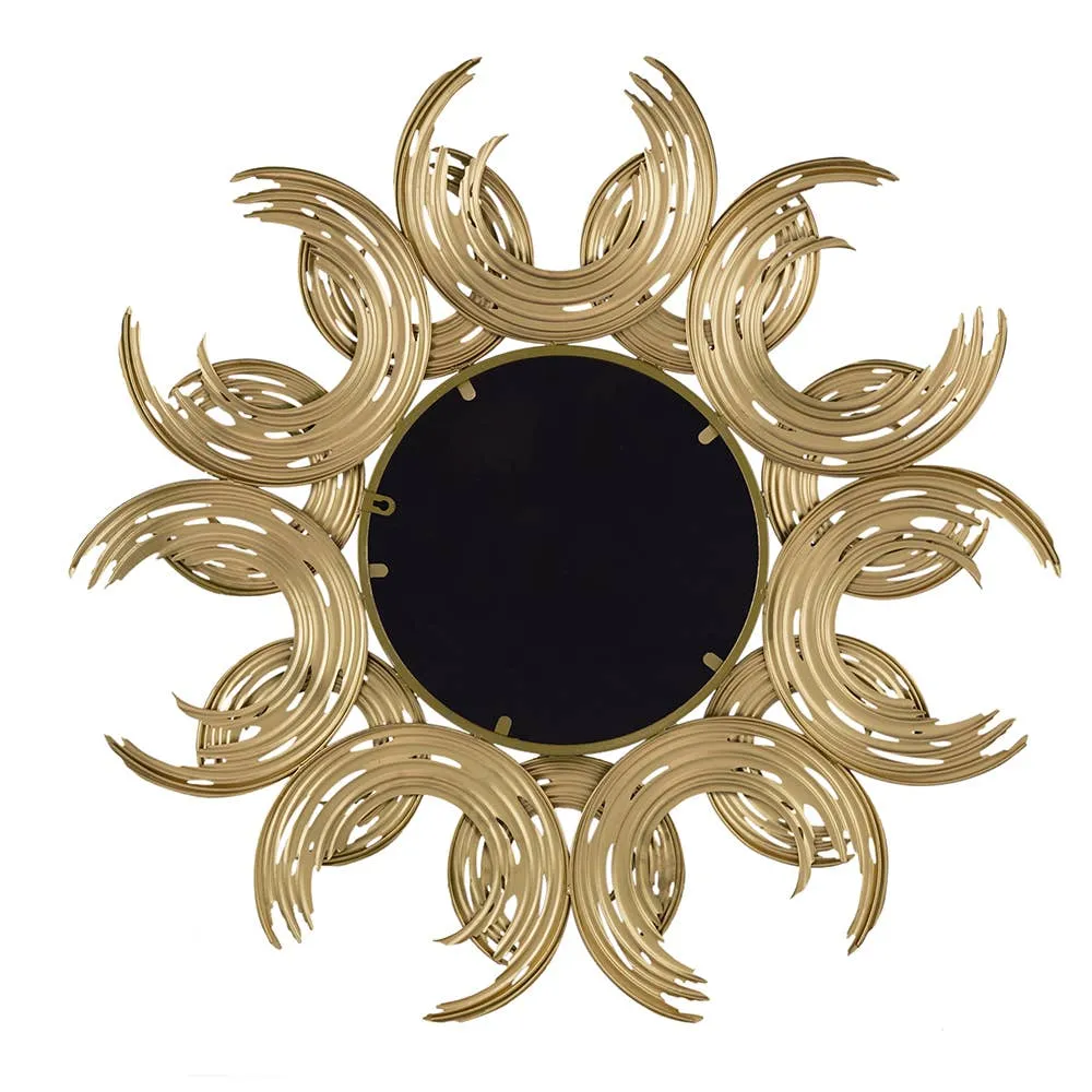 38" Sunburst Metal Decorative Mirror with Gold Finish