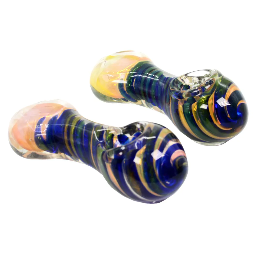 5.5" Heavy Colorful Swirled Glass Pipe - Design May Vary - (1 Count)