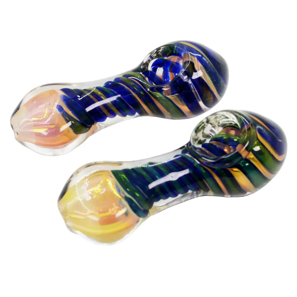 5.5" Heavy Colorful Swirled Glass Pipe - Design May Vary - (1 Count)