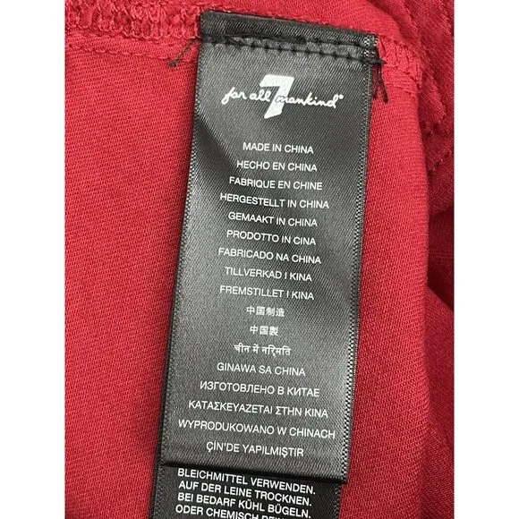 7 FOR ALL MANKIND HIGH WAIST ANKLE SKINNY IN COATED LAVA RED SIZE 27