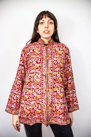 70’s FLORAL EMBROIDERED JACKET / MEDIUM