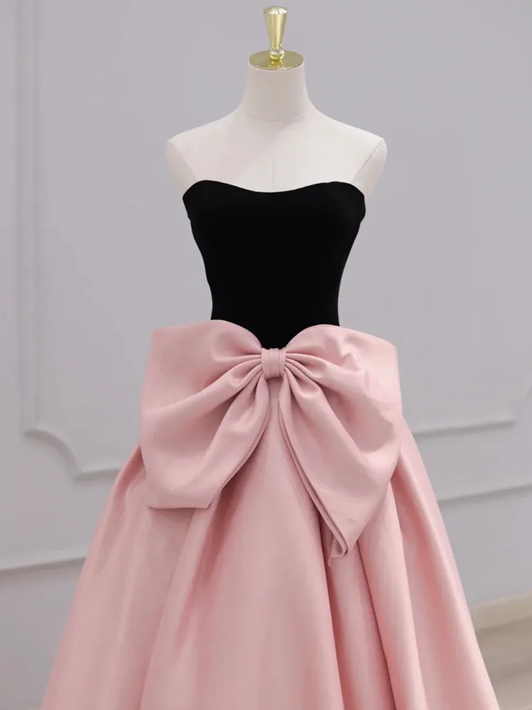 A-Line Sweetheart Neck Pink Long Prom Dress, Pink Long Formal Dress