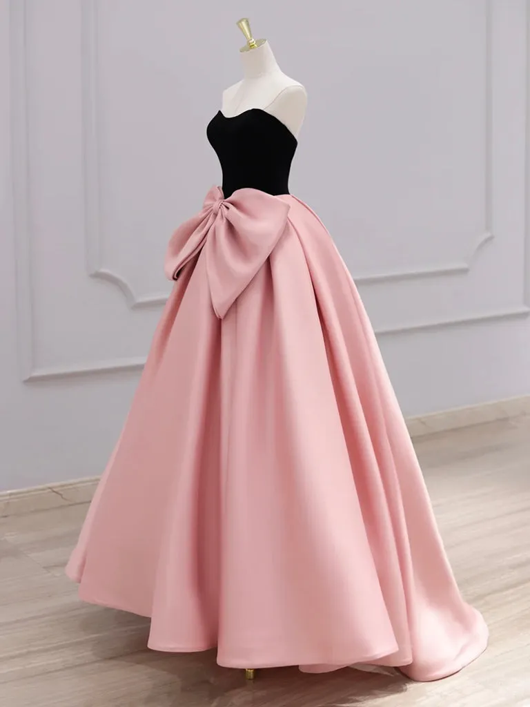 A-Line Sweetheart Neck Pink Long Prom Dress, Pink Long Formal Dress
