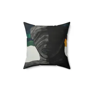 Abstract Duality Textured Silhouette Pillow