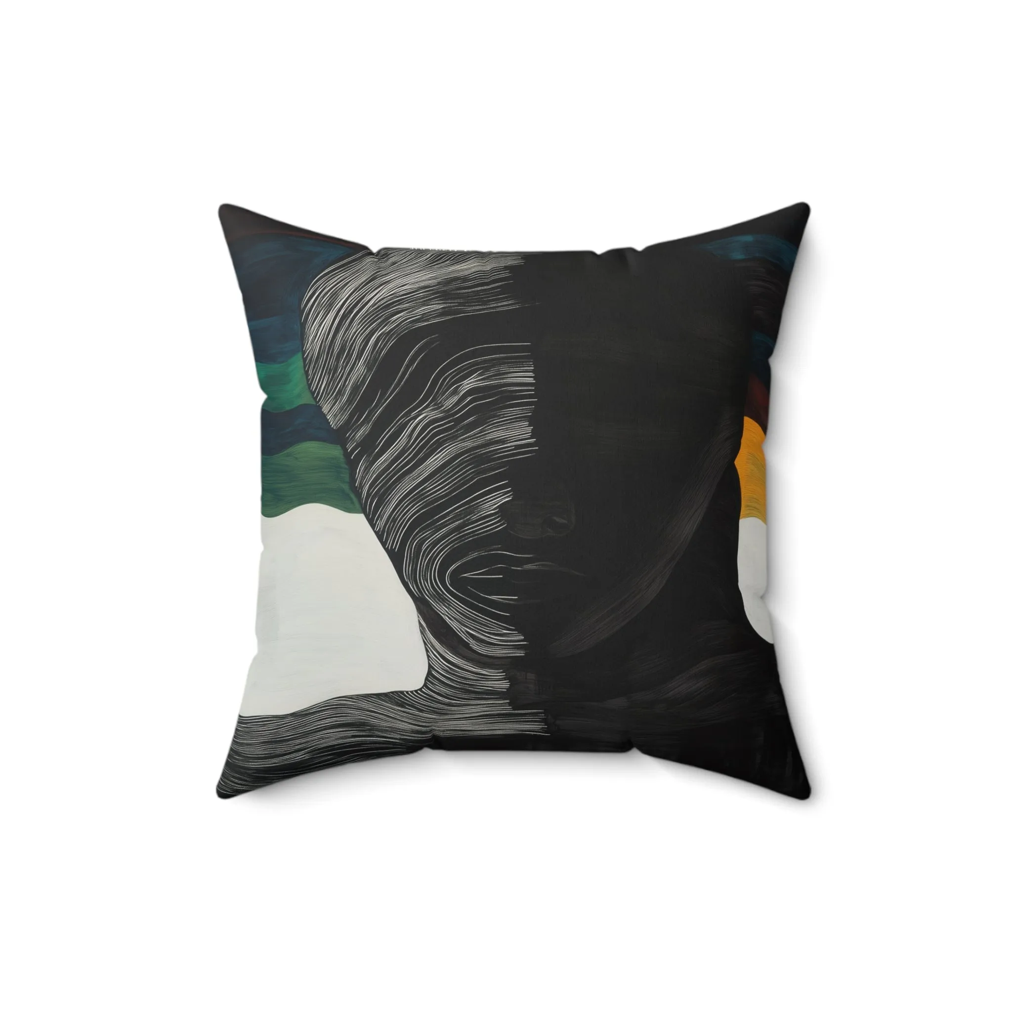 Abstract Duality Textured Silhouette Pillow