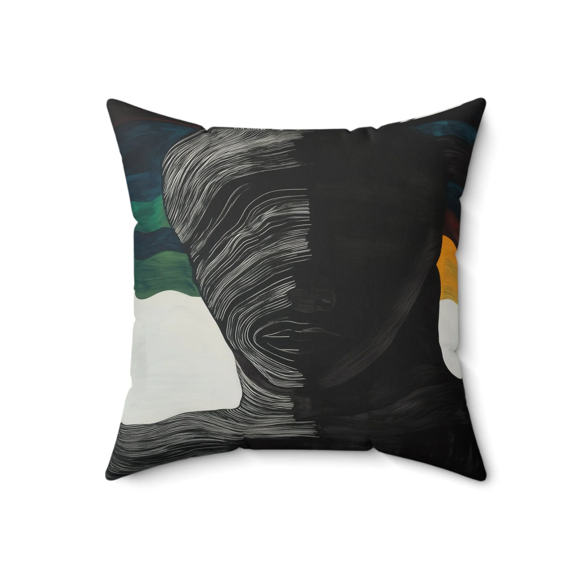 Abstract Duality Textured Silhouette Pillow