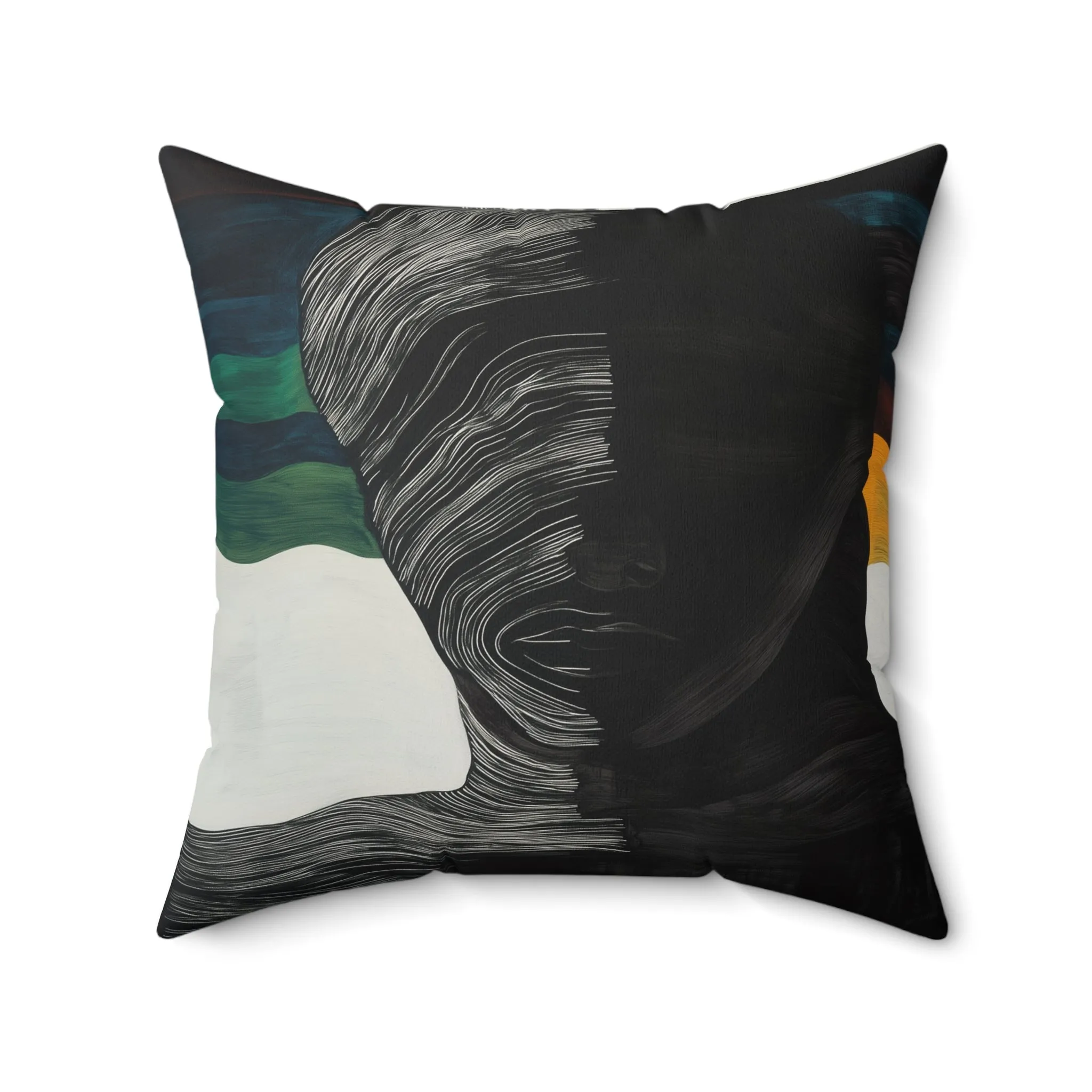 Abstract Duality Textured Silhouette Pillow