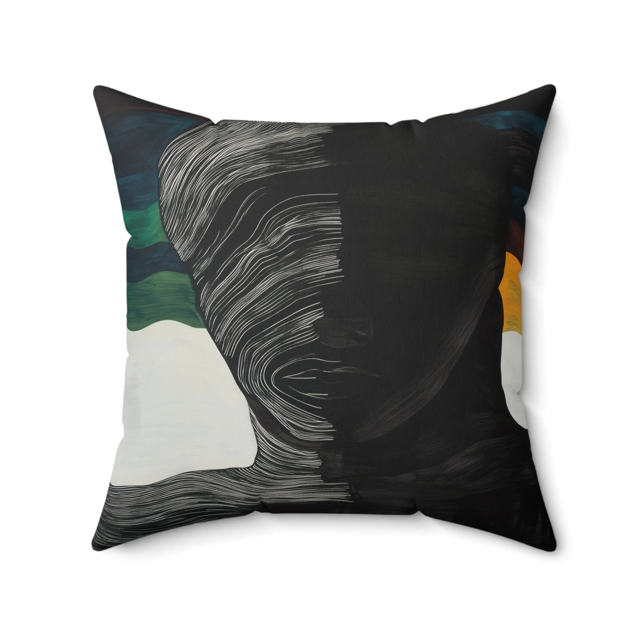 Abstract Duality Textured Silhouette Pillow