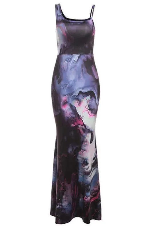 Abstract One-Shoulder Maxi dress