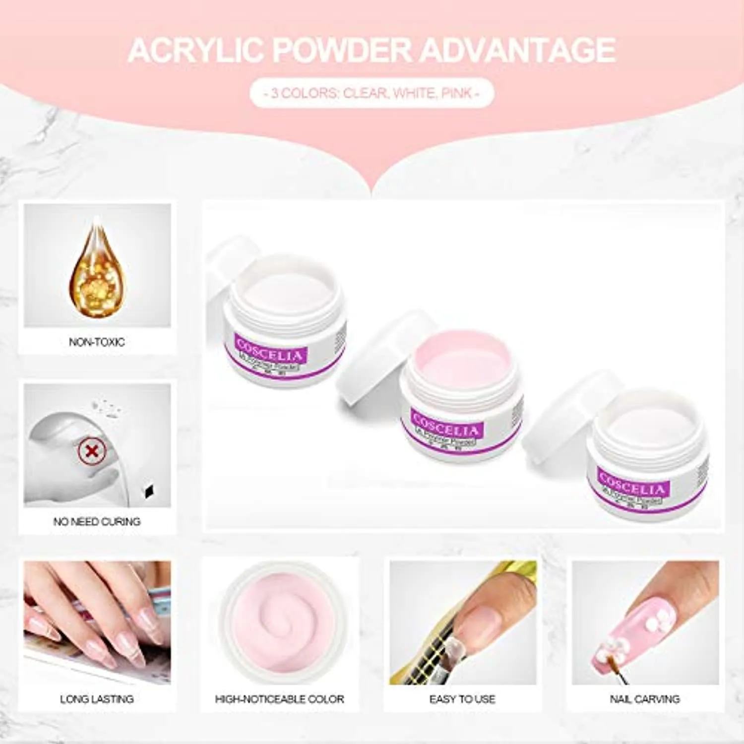 Acrylic Nail Kit with Everything for Beginners 21 Colors Acrylic Powder and Liquid Monomer Set Professional Nail Kit Glitter Powder Nail Rhinestone False Nail Brush Manicure Tools Gift for Women
