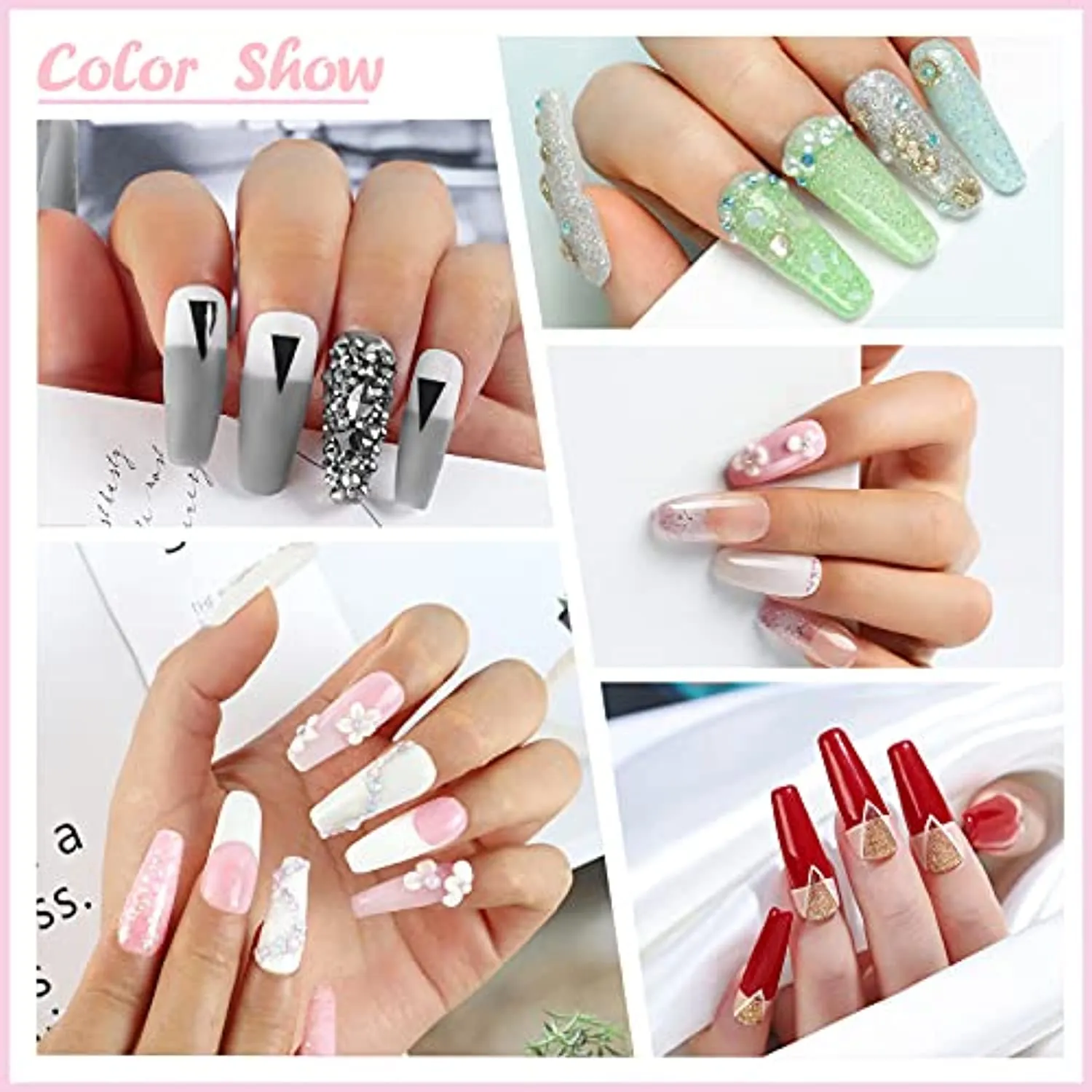 Acrylic Nail Kit with Everything for Beginners 21 Colors Acrylic Powder and Liquid Monomer Set Professional Nail Kit Glitter Powder Nail Rhinestone False Nail Brush Manicure Tools Gift for Women