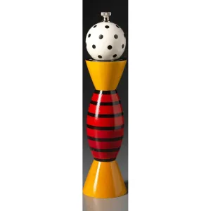 Aero AE-5 in Red, Yellow, Black, and White Wooden Salt Shaker or Pepper Mill Grinder by Robert Wilhelm of Raw Design