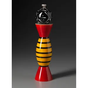 Aero AE-9 in Red, Yellow, Black, and White Wooden Salt Shaker or Pepper Mill Grinder by Robert Wilhelm of Raw Design