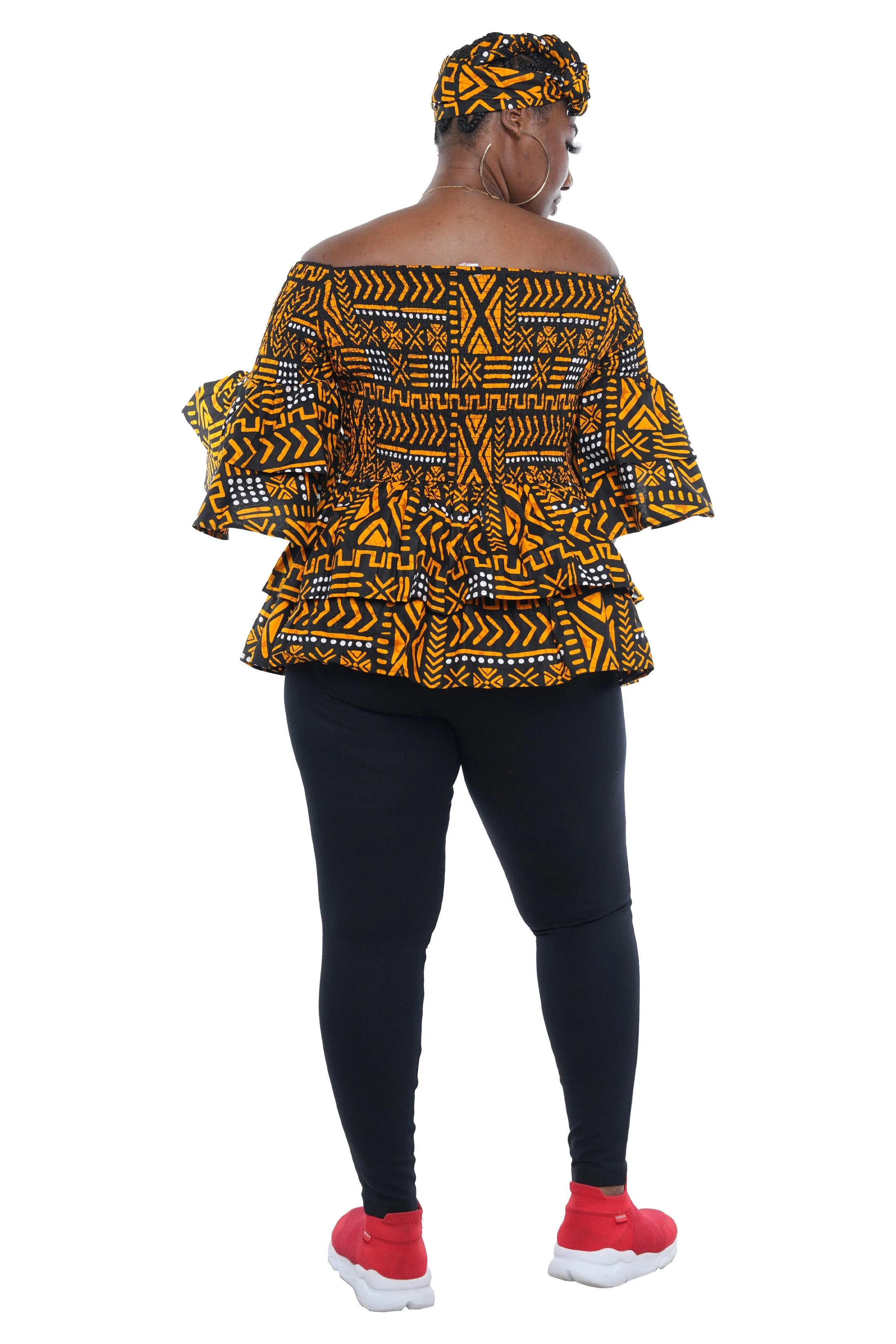 African Double Layer Smocked Top