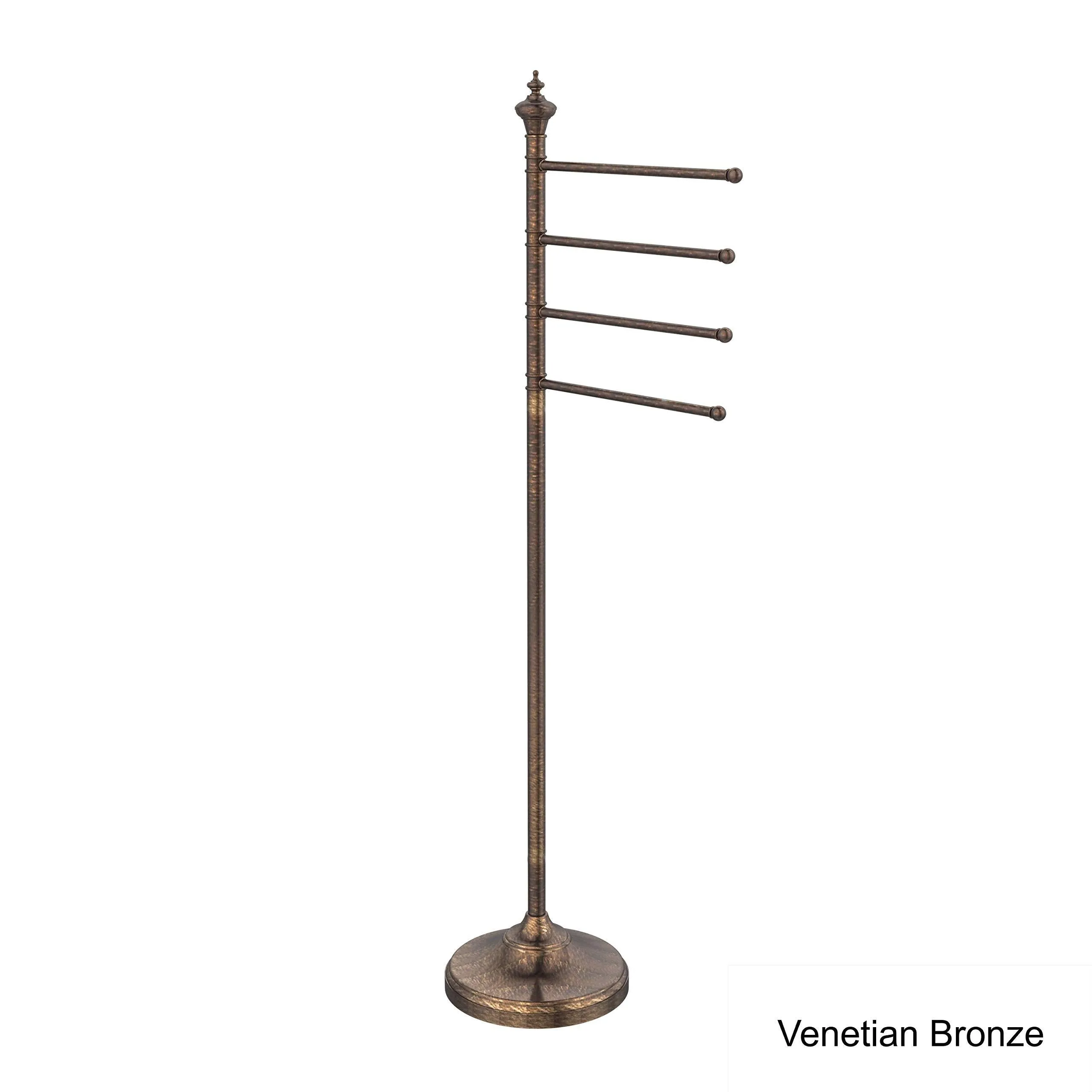 Allied Precision Industries Allied Brass TS-4L-SN Towel Stand with 4 12-Inch Arms, Satin Nickel