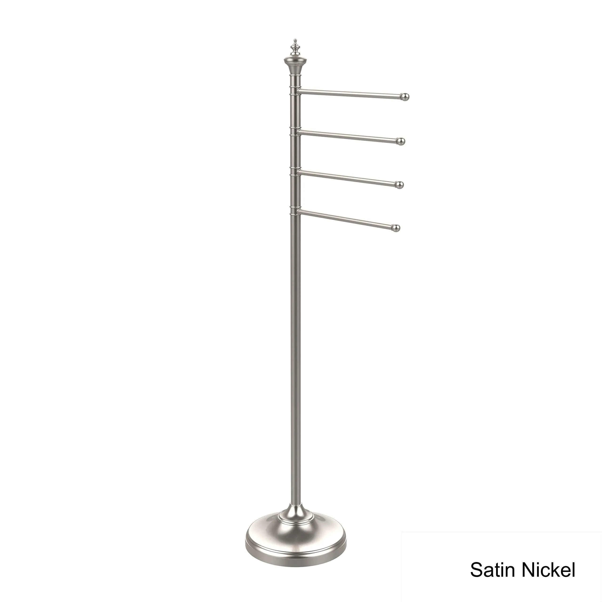 Allied Precision Industries Allied Brass TS-4L-SN Towel Stand with 4 12-Inch Arms, Satin Nickel