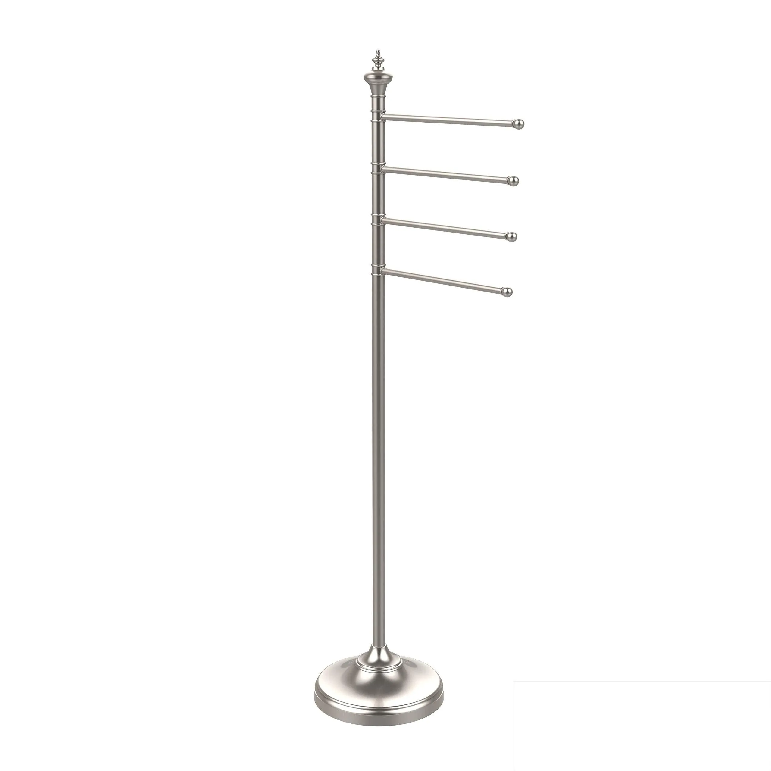Allied Precision Industries Allied Brass TS-4L-SN Towel Stand with 4 12-Inch Arms, Satin Nickel