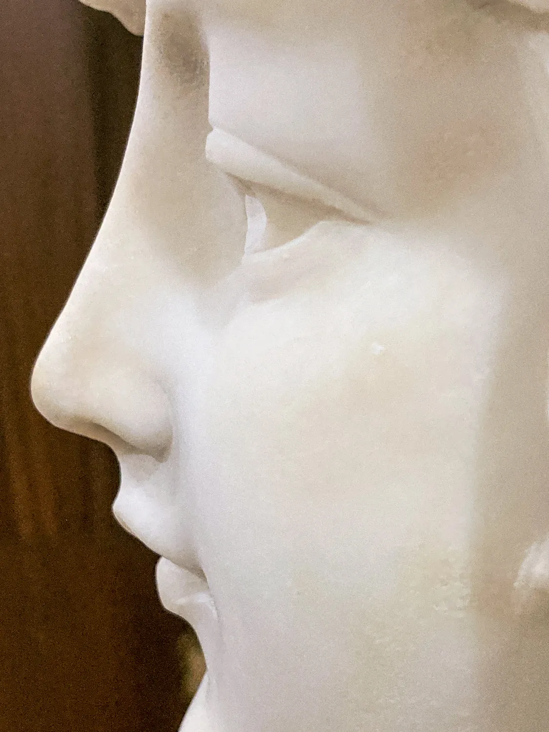 Antique Hand Carved Italian Marble Female Bust by Adolfo Cipriani (1880-1930)