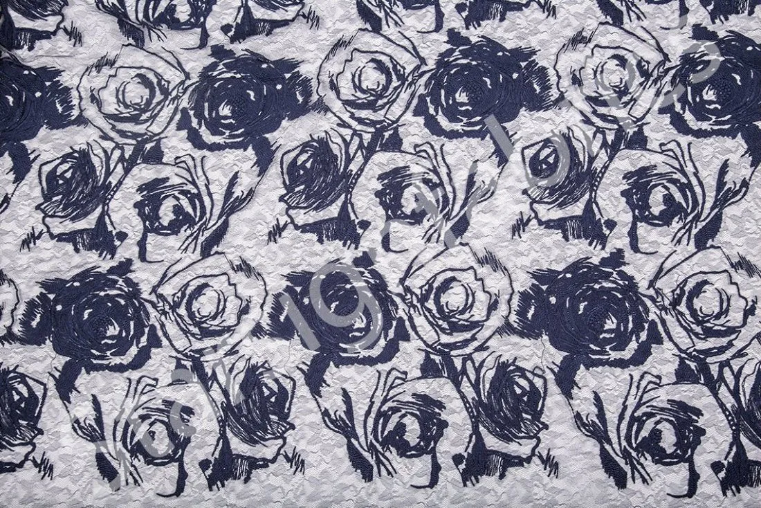 Artistic Abstract Rose Design Rayon Embroidery Fabric