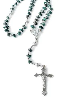 Authentic Turquoise and Sterling Silver Rosary Necklace 30".