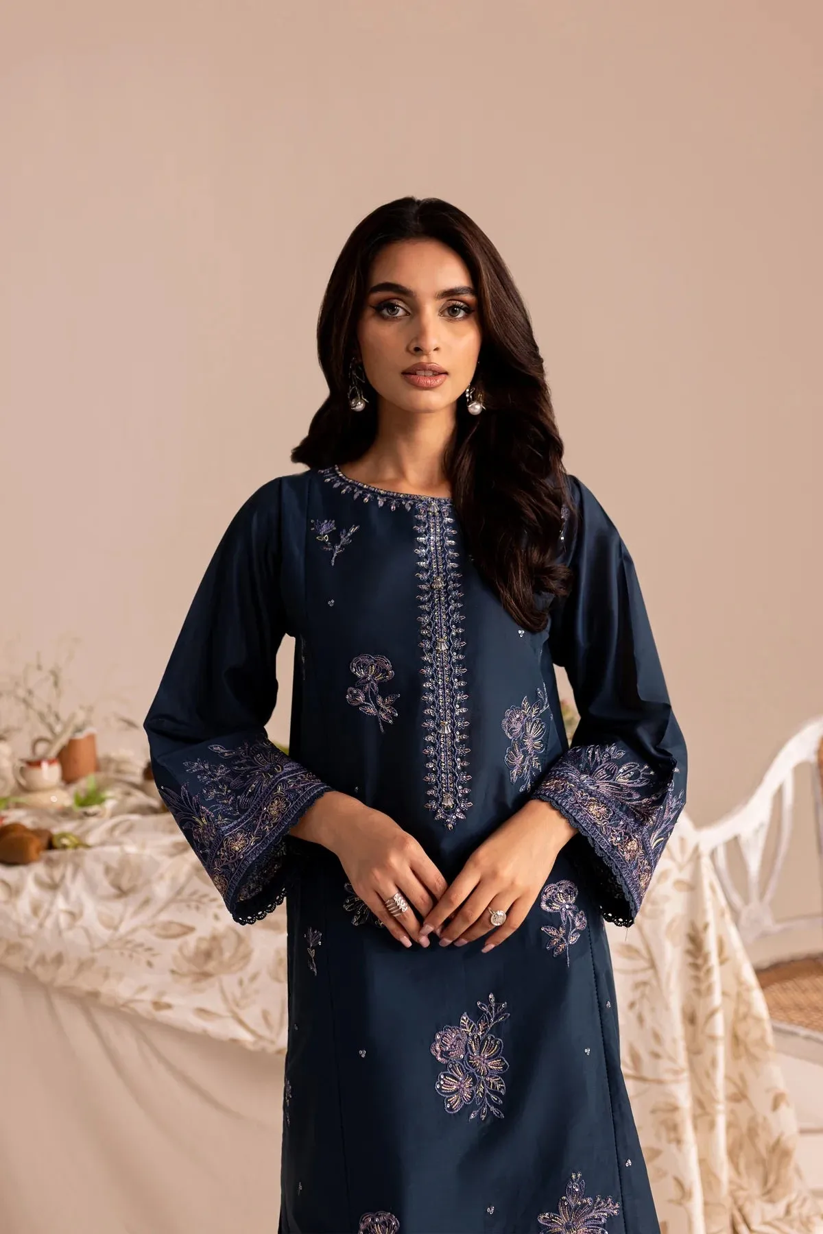 Batik 2 Pc Dhanak Embroidered Shirt With Dhanak Embroidered Trouser- Katara