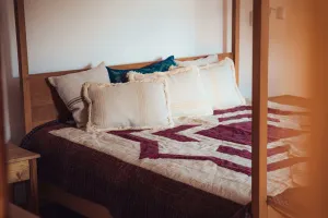 Bed Cover quilt: Organic antique handwoven hemp with Diamond apliqué - BC12