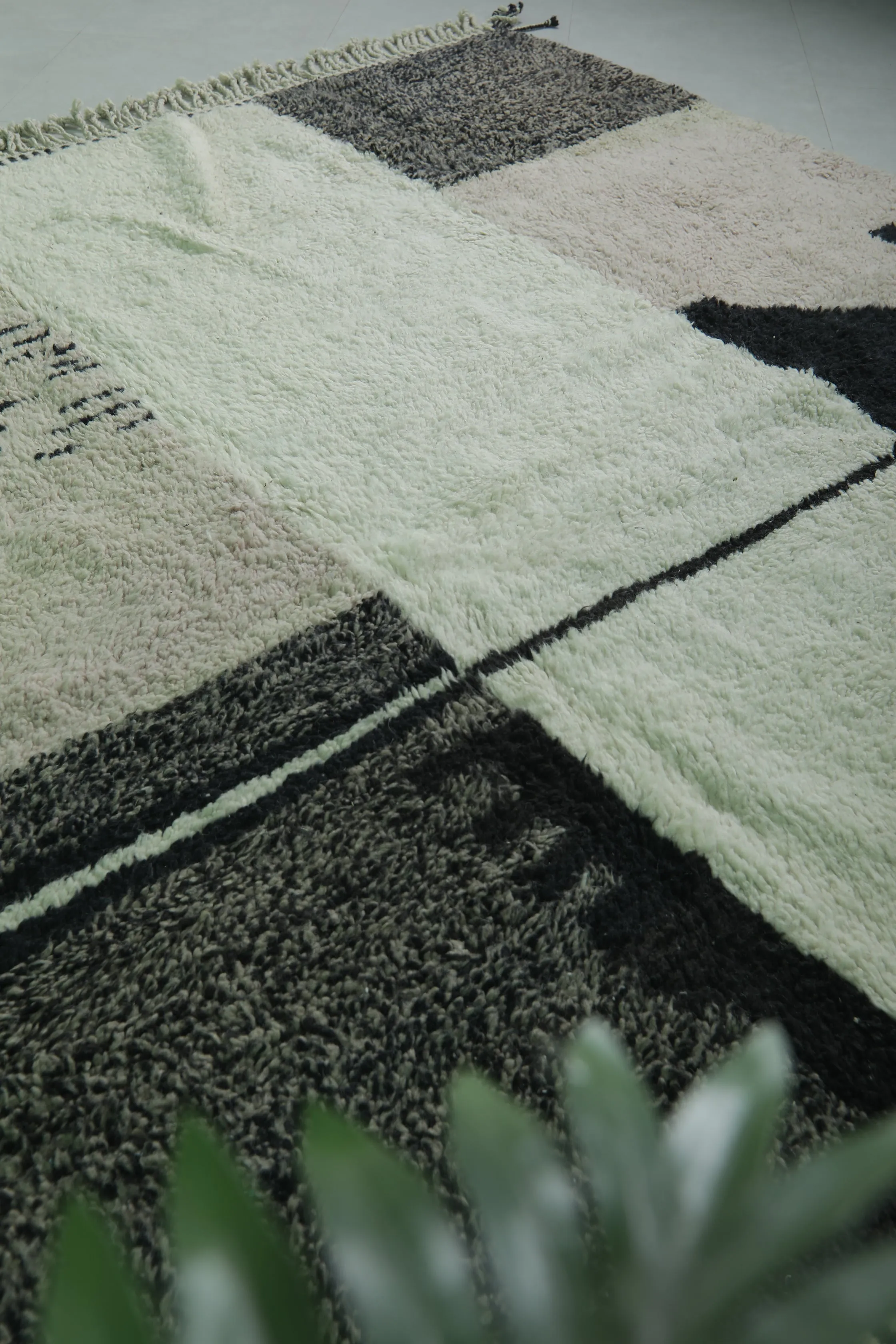 Beni Ourain Moroccan Rug - 8.3 x 8.2 ft | Handwoven Abstract Design
