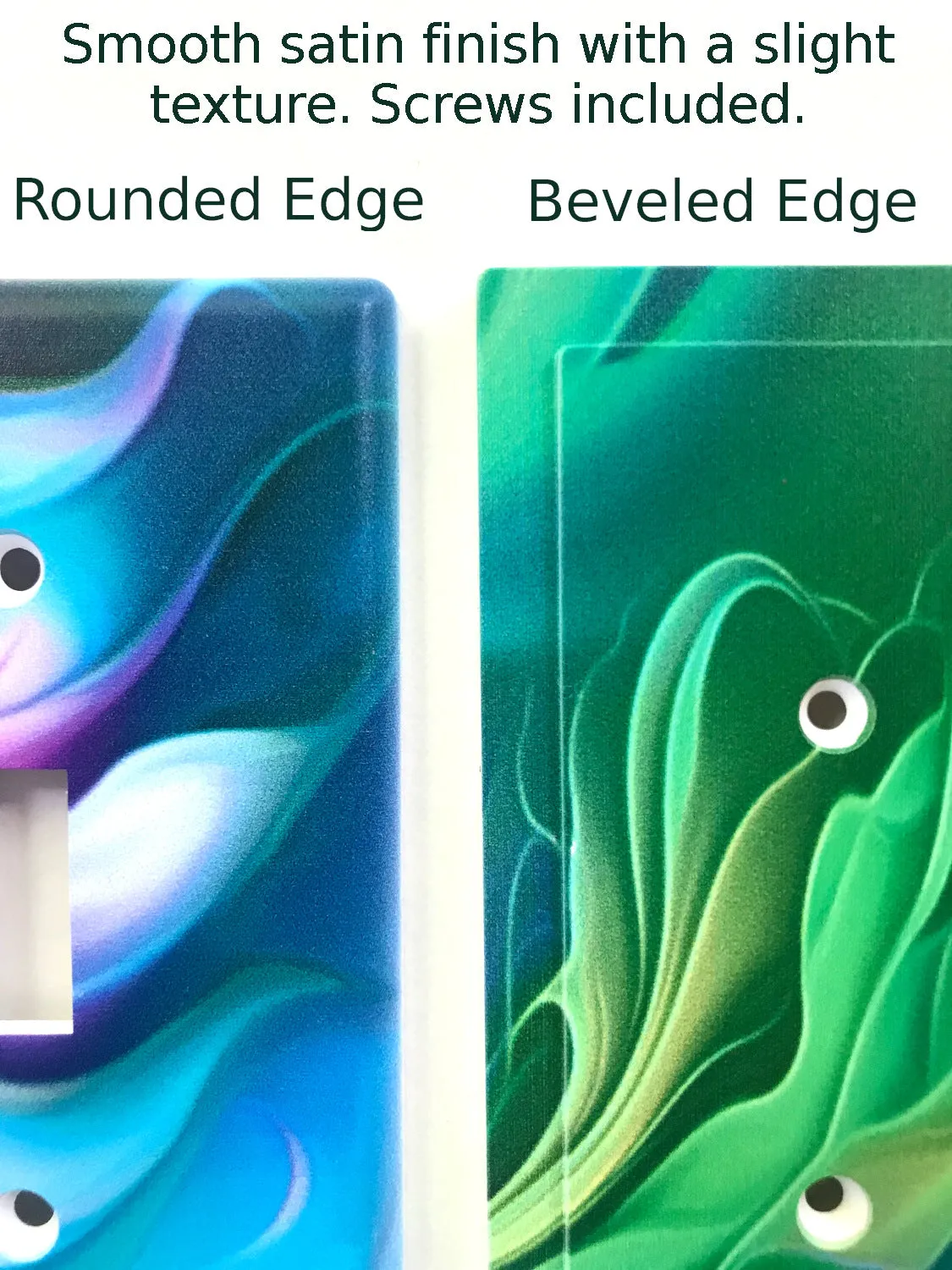 Beveled Edge Abstract Art Switch Plate Cover, Two Sizes, Unique Blue Floral Home Decor