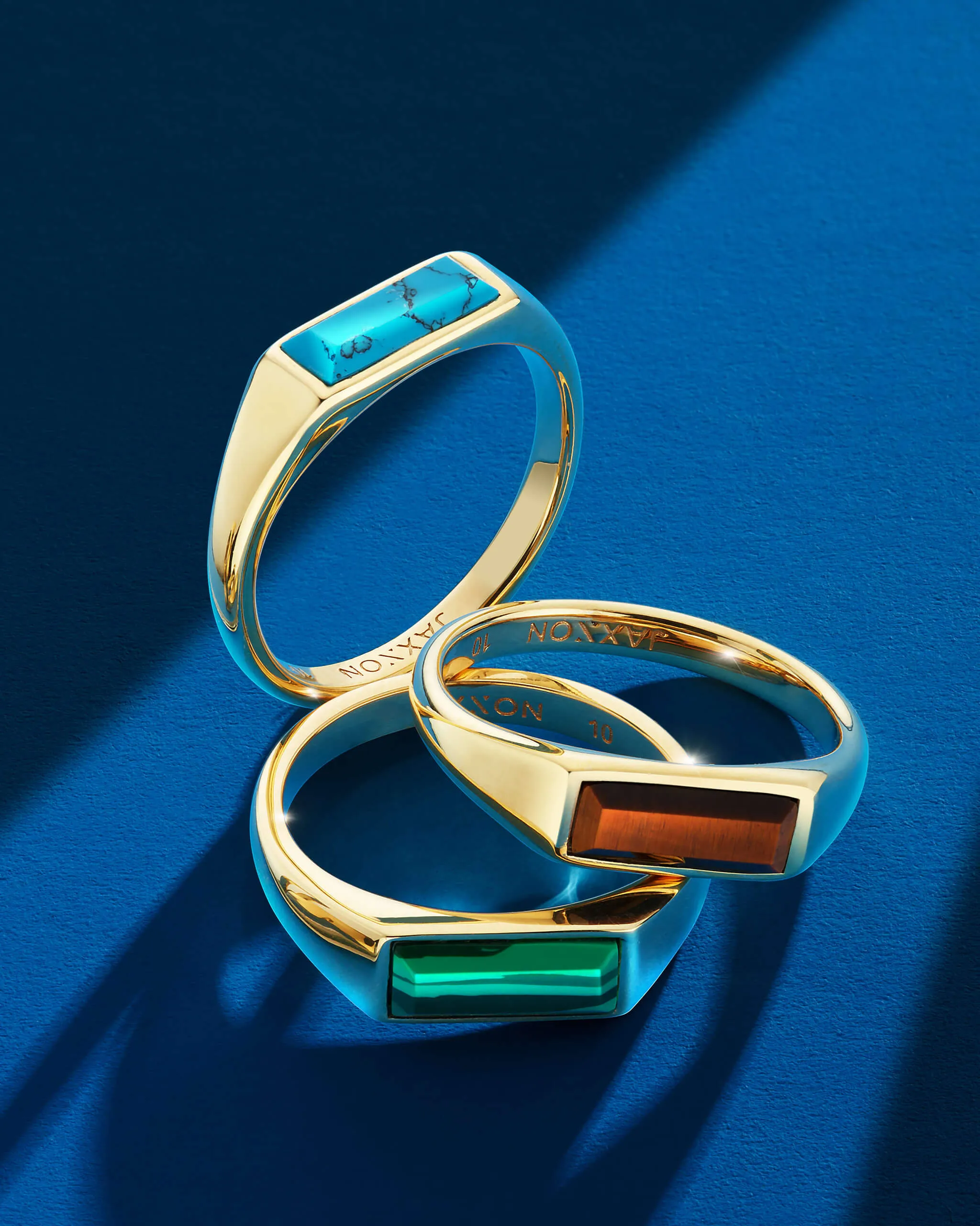 Beveled Turquoise Signet Ring - Gold