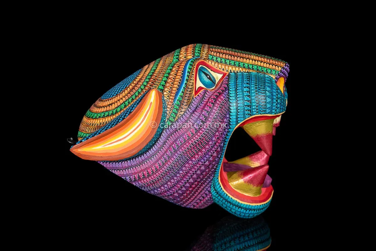 Big Jaguar Head Oaxacan Wood Carving Alebrije